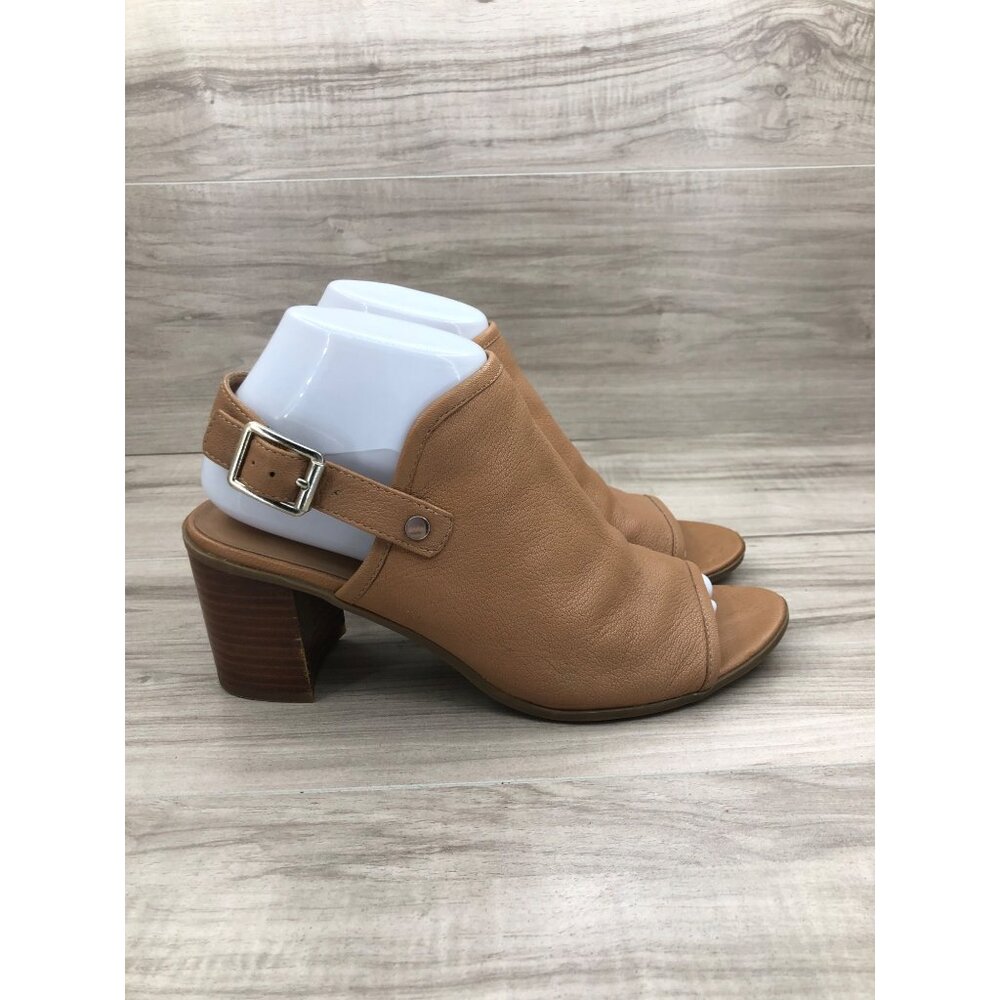 Franco Sarto Sandals Womens 8 Humour Tan Leather Slingback Buckle